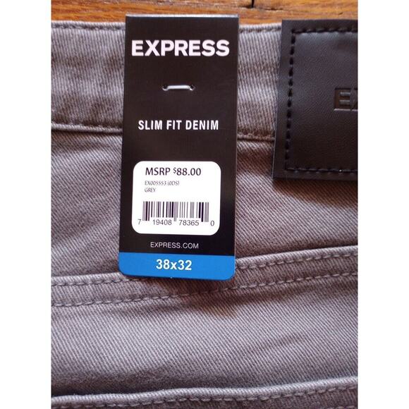 Mens Express jeans 38 X 32 New Stretch Slim Fit Straight Leg Jeans Gray MSRP 88 - Picture 5 of 5